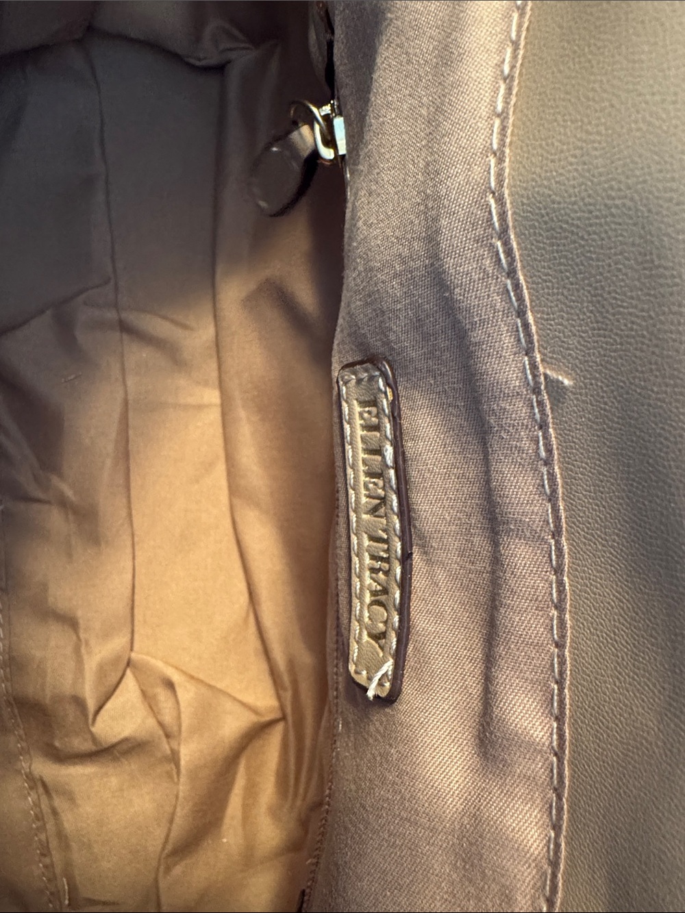 Ellen Tracy Quilted Shoulder Bag in Taupe with Gold Chain - Picture 6 of 7